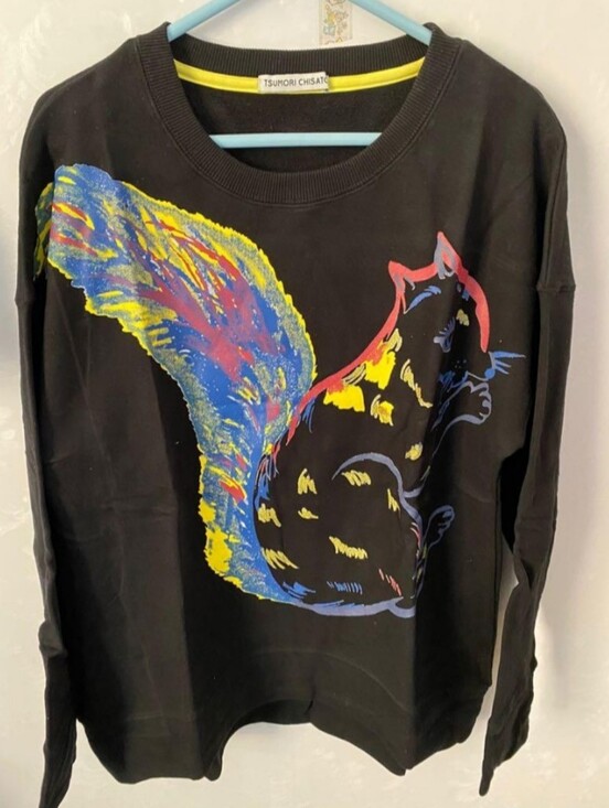 Tsumori Chisato Tops - Tsumori Chisato Black girl woman Crewneck Sweater with Multicolor Squirrel tee